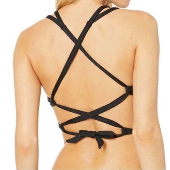 Becca Color Code Wrap Strappy Bikini Top in Black Size Small - Picture 6 of 10